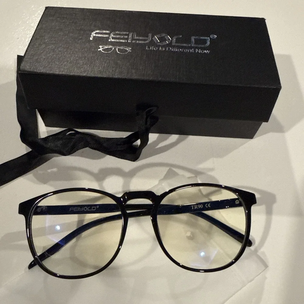 FEIYOLD Blue Light Blocking Glasses Women/Men,Retro‎ Round Anti Eyestrain Gaming